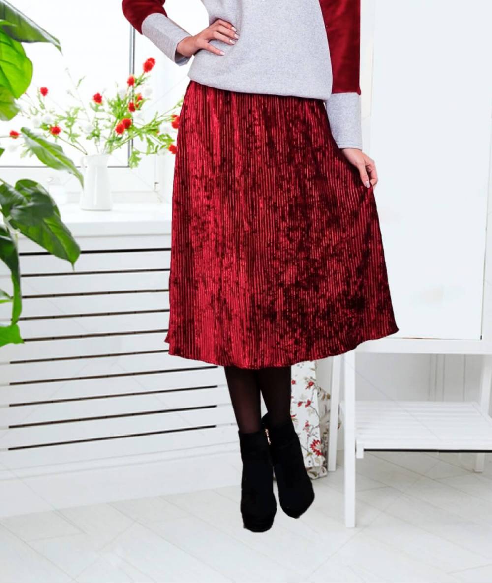 Спідниця оксамитова. Вишневе.