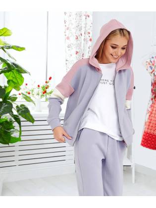 Спортивный костюм "Pink" серо-голубой