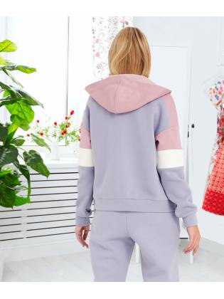 Спортивный костюм "Pink" серо-голубой