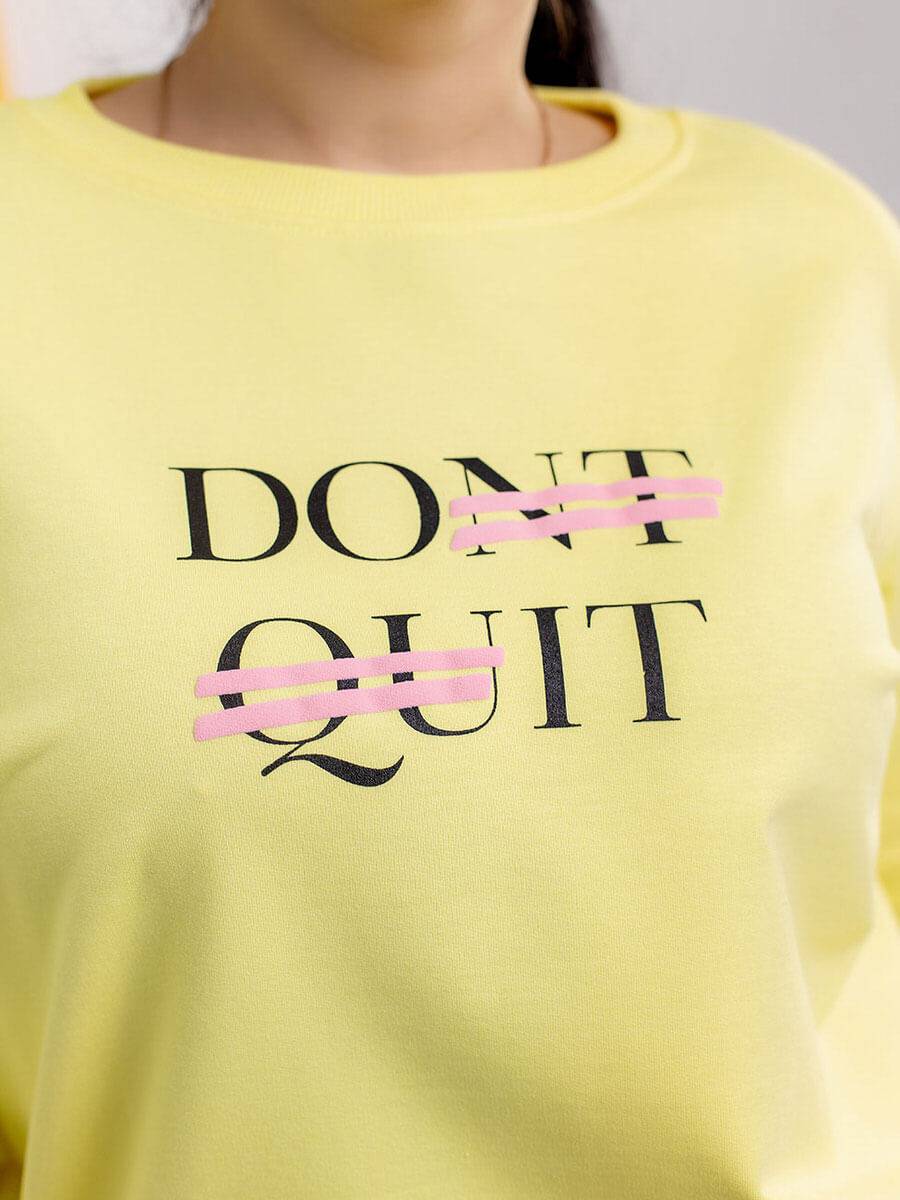 Жіночий світшот "DONT QUIT" лимонний