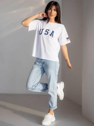Женская футболка "USA" белая