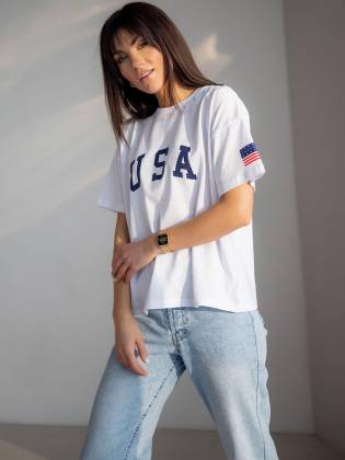Женская футболка "USA" белая