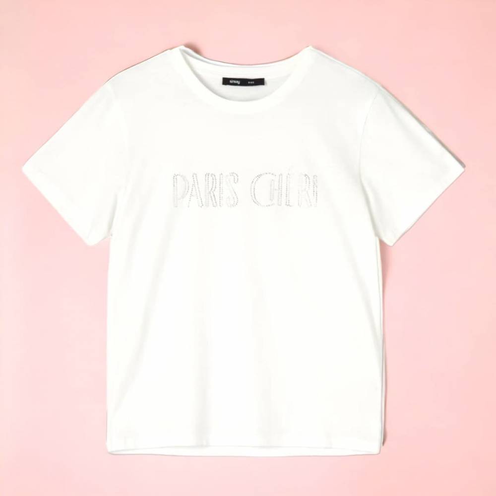 Жіноча футболка Paris Girl" молочна