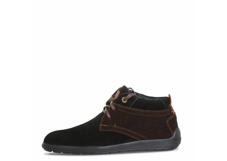 Зимние ботинки "Casual" черные с коричневым
