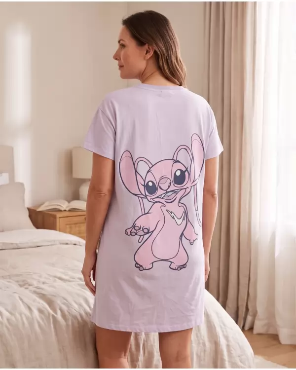 Нічна сорочка "Stitch"  бузкова 008