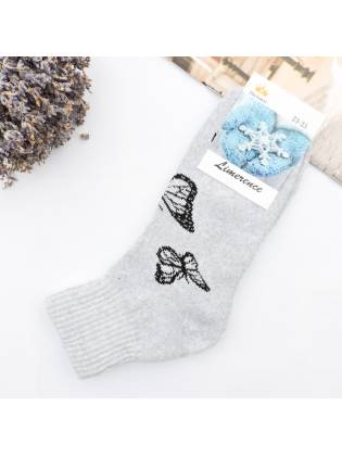Женские махровые носки "Butterfly" серые