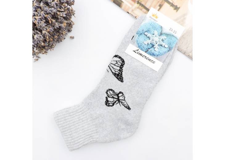Женские махровые носки "Butterfly" серые