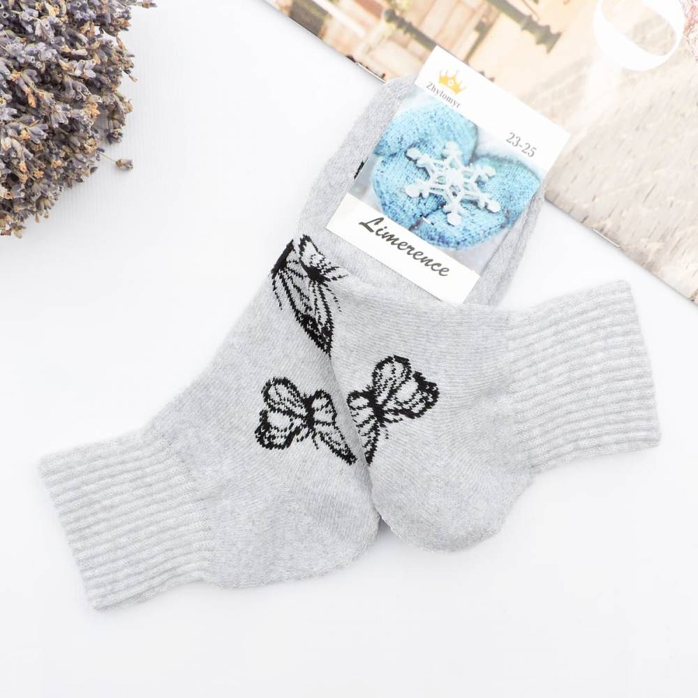 Жіночі махрові шкарпетки "Butterfly" сірі