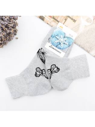 Женские махровые носки "Butterfly" серые