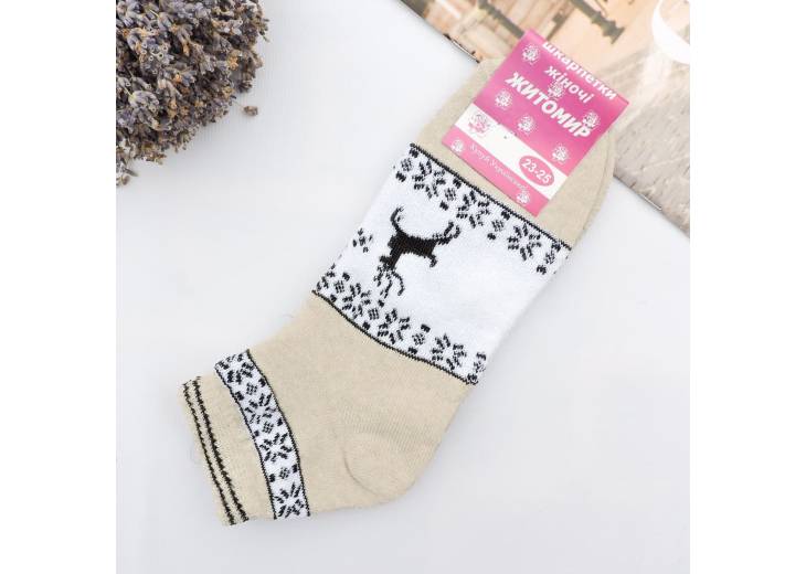Жіночі короткі шкарпетки "Deer" бежеві