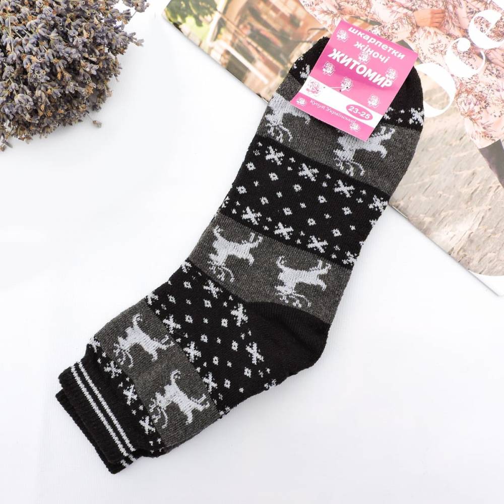 Жіночі махрові носки "Deer" чорні