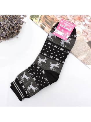 Жіночі махрові шкарпетки "Deer" чорні