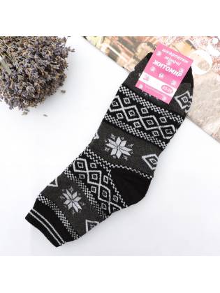 Жіночі махрові шкарпетки "Snowflake" чорні
