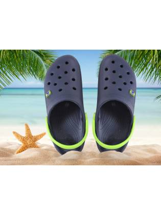 Пляжные кроксы "Summer" синие с салатовым