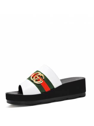 Шлепанцы на платформе "GUCCI". Белые.