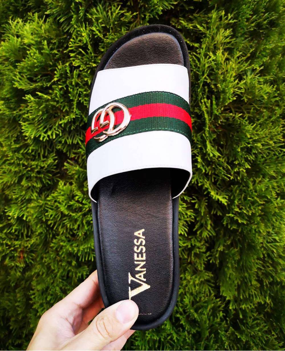 Шльопанці на платформі "GUCCI". Білі.