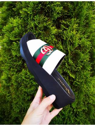 Шлепанцы на платформе "GUCCI". Белые.