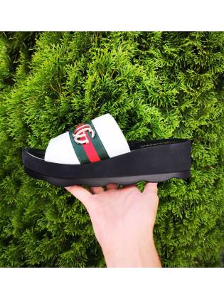 Шлепанцы на платформе "GUCCI". Белые.