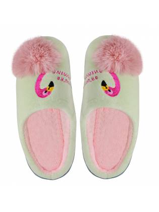 Домашние тапочки "Flamingo" салатовые