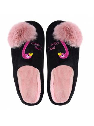 Домашние тапочки "Flamingo" черные