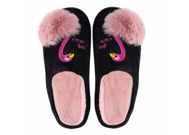 Домашние тапочки "Flamingo" черные