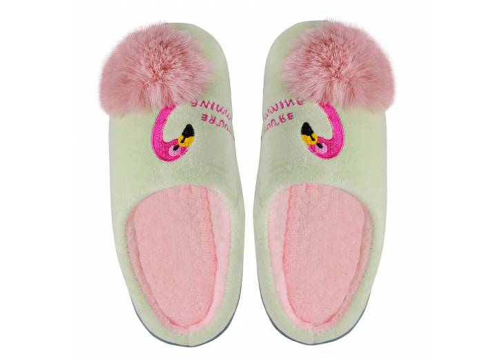 Домашние тапочки "Flamingo" салатовые