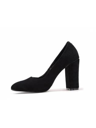 Замшевые туфли на каблуке. Черные.