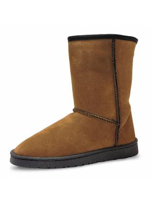 Зимние угги "Leather" коричневые