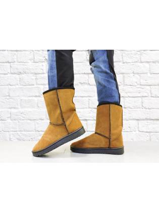 Зимние угги "Leather" коричневые