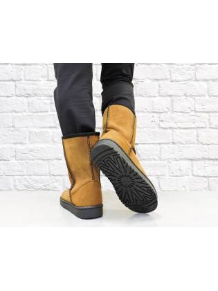 Зимние угги "Leather" коричневые