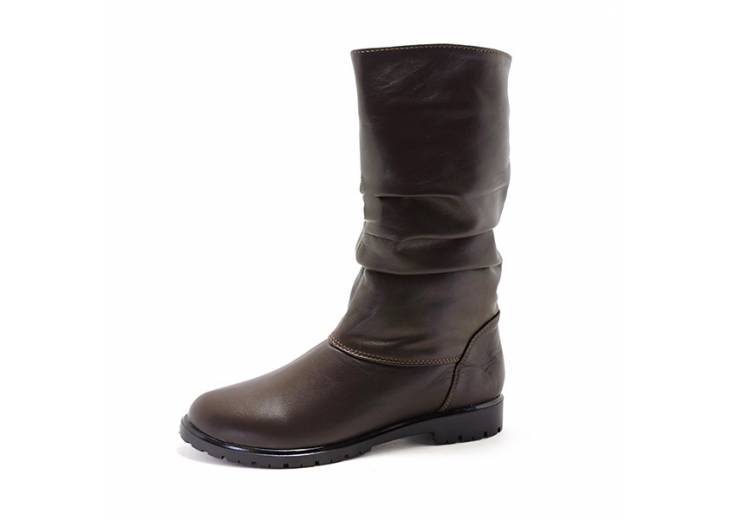 Зимние кожаные полусапожки Шоколадные
